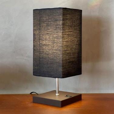 Imagem de Abajur luminária de Mesa Clássico Quadrado aluminio Com Interruptor e 