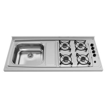 Imagem de Fogão Pia Inox Medidas 1200 x 545 Cuba N3140 4B Direito GLP AUTO - Ghe