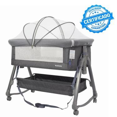 Imagem de Berço Portátil Moises Co-bed Com Balanço Mosquiteiro e Cesto Cinza - K