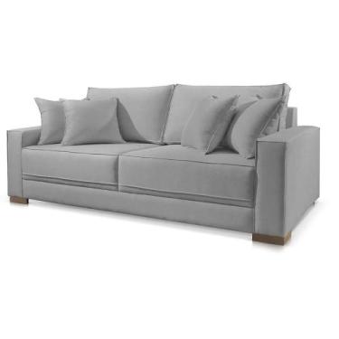 Imagem de Sofá Marrocos 3 Lugares Suede Cinza Claro 2,40m Confortável Sala - Pol