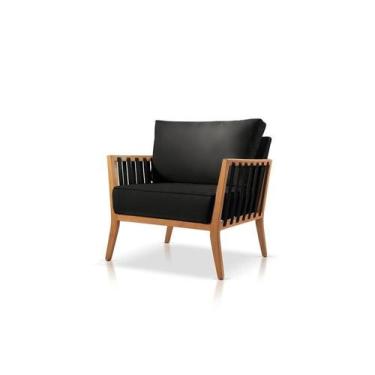 Imagem de Poltrona Safira Suede Preto Decorativa Sala Estar Confortável - Poltjá