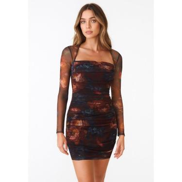 Imagem de Vestido Mini Tule Eco Estampa Flower Preto-Feminino