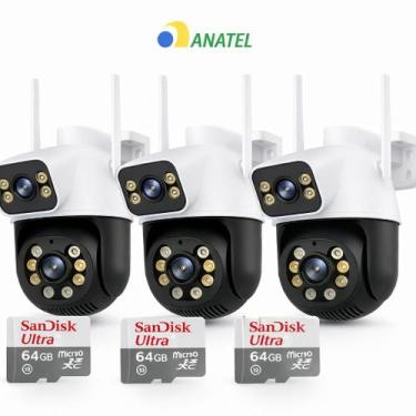 Imagem de Kit 3 Câmeras Externa Ip Wifi Dupla 8mp Prova Dágua Segurança 360 Rota