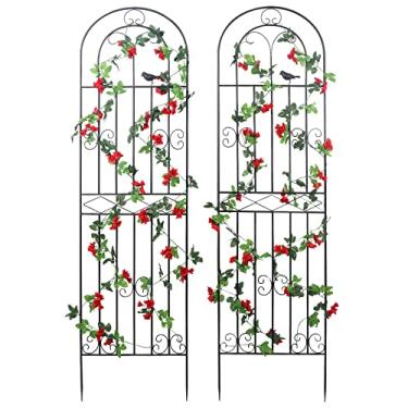 Imagem de Macteyia 2 Pacotes 70,8" Hx 19,7" W Treliça de Jardim de Metal com Revestimento Preto,...