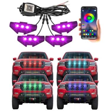 Imagem de Luzes de grade de LED para Nissan Frontier 2022 2023 2024 acessórios 3ª geração, luzes marcadoras de grade frontal de encaixe direto, serve apenas para PRO 4X X S SV SL (RGB)