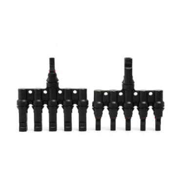 Imagem de Krasnoyar 1 par de conectores solares fotovoltaicos macho/fêmea ramo T 5 para 1 MMMMMF/FFFFFM conectores montagem em painel à prova d'água plugue retardador de chamas