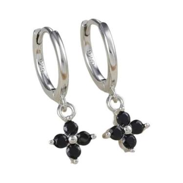 Imagem de Brincos De Argola Com Pingente De Flor De Zircônia Colorida Para Mulhe