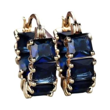 Imagem de Brincos De Argola Em Formato De U Com Zircônia Quadrada Dourada Champa