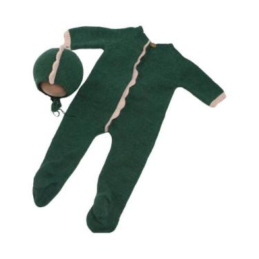 Imagem de Macacão De Dinossauro Tricotado Para Bebê Menino, Roupa Para Fotografi