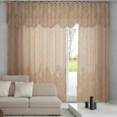 Imagem de Cortina Renda Roseiral Sala Desert 3,00x1,80 Com bando - Interlar