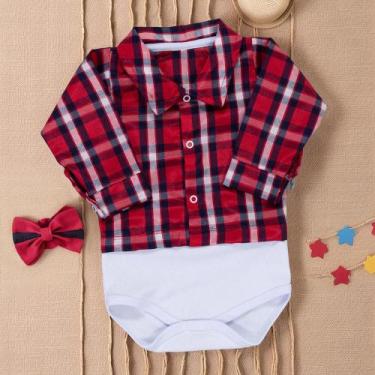 Imagem de Body Camisa Xadrez: Estilo Junino para Bebês até 12 Meses - Era Uma Ve