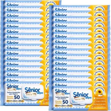 Imagem de Kit Com 32 Toalha Umedecida Sênior Wipes Premium 50 Unidades Total 160
