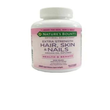 Imagem de Hair Skin Nails Extra Strength 250 Softgels Natures Bounty Biotina Vit