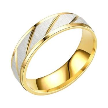 Imagem de Anel De Promessa De Casamento Em Aço Inoxidável Com Padrão De Ondas Do