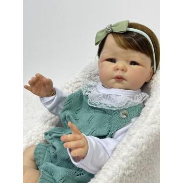 Imagem de Bebe Reborn Realista Cabelo Fio a Fio, Mama e Faz Xixi, Altura 50cm, P