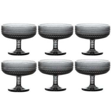 Imagem de Jogo C/ 6 Taças de Vidro Sobremesa Pérola Cinza 310ml Mesa Posta Luxo 