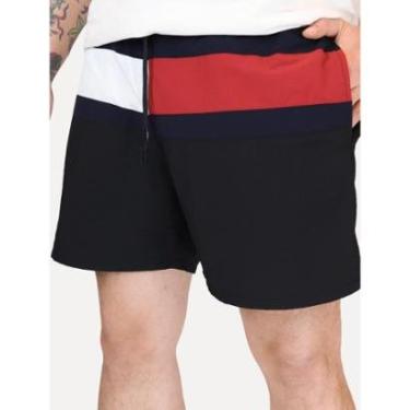 Imagem de Short Tommy Hilfiger Medium Drawstring Colourblock Preto-Masculino