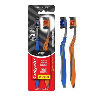 Imagem de Escova Dental Colgate Zig Zag Carvão Embalagem 2 Unidades