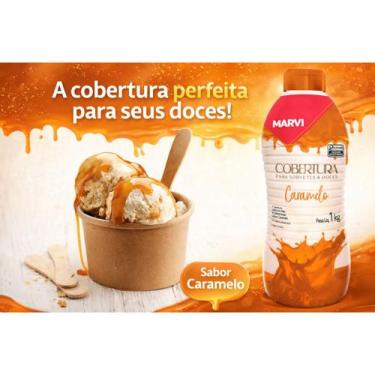 Imagem de Cobertura Líquida para Sorvete Marvi C/ 1 KG Diversos Sabores, Caramel