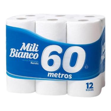 Imagem de Papel higiênico Mili Bianco, pacote com 12 rolos de 60 metros