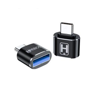 Imagem de Adaptador OTG Tipo C Macho Para USB 2.0 Fêmea Hrebos HS-337
