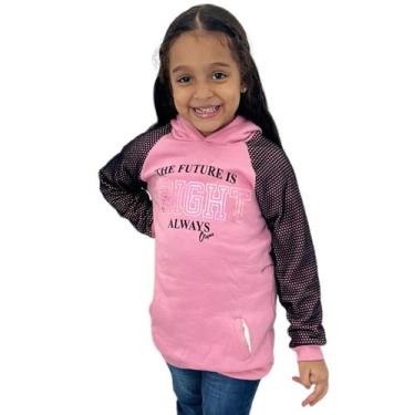 Imagem de Blusa De Frio Casaco Moletom Comprido Flanelado Menina Cangu - Anj Mod