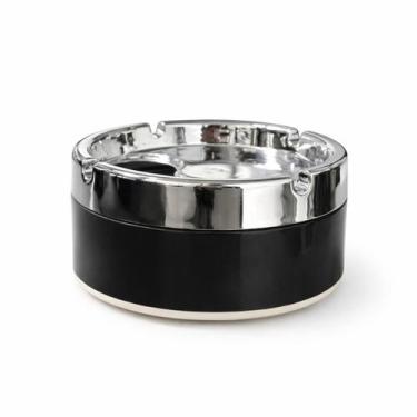 Imagem de Cinzeiro de Inox Redondo Tampa Giratório Anti Odor 9 cm 4 Ap - Lua Mís
