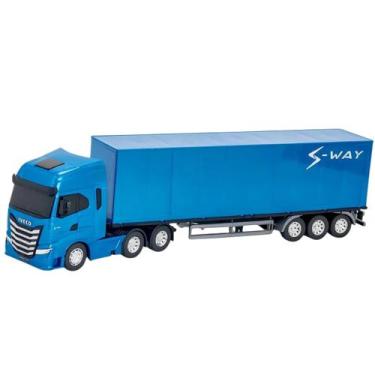 Imagem de Caminhão Grande 53cm Baú Iveco S-Way Com Rodas Livres - Brinquedo Infa