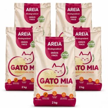 Imagem de Kit Areia Higienica Biodegradavel Gato Mia 2kg Graos Finos -, 5un