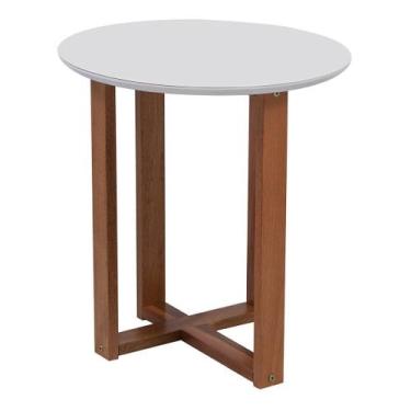 Imagem de Mesa lateral Roma em Madeira Maciça e vidro Natural / Fendi - Bac Móve