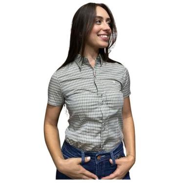 Imagem de Camisete Xadrez Feminina Manga Curta Laço Forte ref:41728 Cor:Verde/Gr