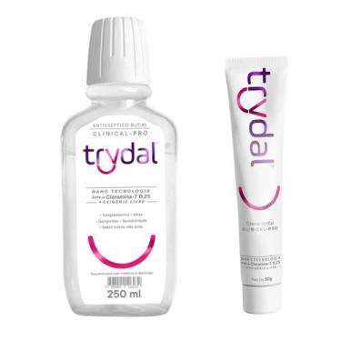 Imagem de Kit Trydal Enxaguante Sem alcool e Creme Dental Clinical Pro Cloramina