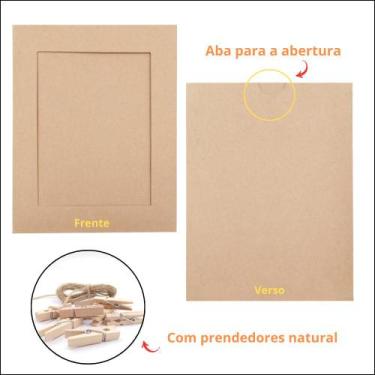 Imagem de Varal de Porta Fotos Yoss Papel c/Prend. Natural C/10, Kraft