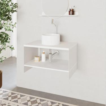 Imagem de Armário para Banheiro Slide Flat Suspenso 1 Prateleira Aço e MDP 65CM Branco Compace