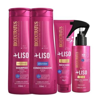 Imagem de Kit Bio Extratus +Liso Shampoo 350ml + Condicionador 350ml + Máscara 9
