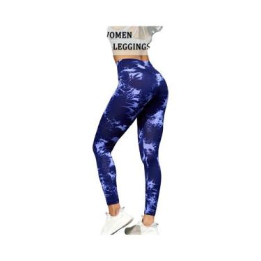 Imagem de Leggings Femininas De Cintura Alta Tie Dye Super Macias E Não Transpar