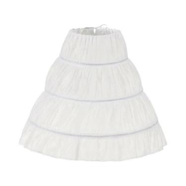 Imagem de Saia Infantil Branca De Renda Com Aro De Aço Ajustável, Tutu Princesa 