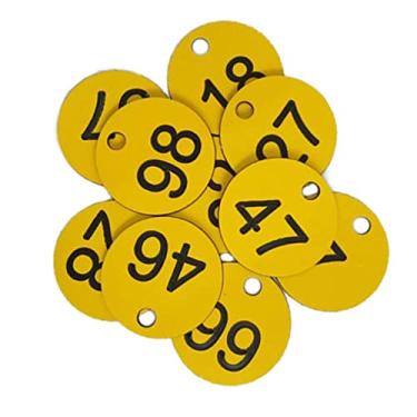 Imagem de 100 Peças Numeradas Etiquetas Etiquetas Numéricas para Locker Hotel, palavra amarela + preta