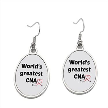 Imagem de World's Greatest CNA Brinco com pingente para meninas - Presente de festa de aniversário dos namorados, Metal, Sem pedras preciosas