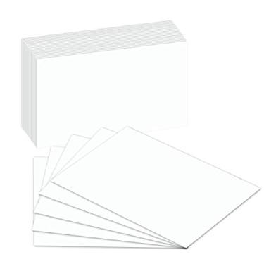 Imagem de Cartões de notas em branco com índice de luz | Estoque de capa branca pesada de 80 lb. 100 cartas por pacote |, Branco, 5 x 7