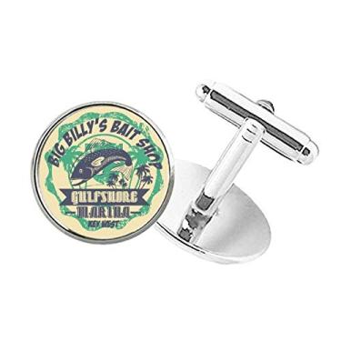 Imagem de DIYthinker Abotoaduras com clipe de botão redondo tropical Fish Coconut