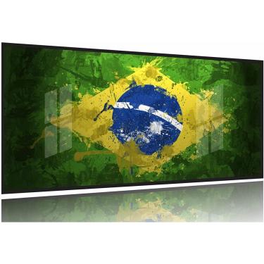 Imagem de Quadro Arte Bandeira Do Brasil 130x60 Moldura Preta 2x2