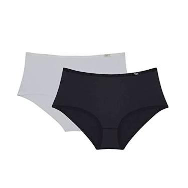 Imagem de Calcinha boyshort maxi 2 peças, Sloggi, Feminino, Preto/Branco, XG