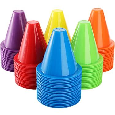 Imagem de Bekith Pacote com 120 mini cones esportivos de agilidade para ambientes internos e externos, 7,6 cm de cone de marcador de treinamento para crianças, cones de tráfego de plástico para patinação e prática de skate, 6 cores sortidas