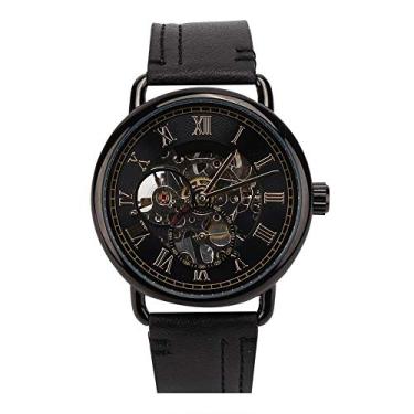 Imagem de Relógio mecânico automático, à prova d'água, vazado, masculino, relógio de pulso mecânico, aço inoxidável e couro (nº 1), Nº 1, Mecânico
