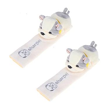 Imagem de Bela Criacao 2 capas de cinto de segurança, almofadas de ombro macias de desenho animado para uma condução mais confortável, compatível com crianças, jovens, adultos, carro, SUV, alças de mochila (cachorro cinza)