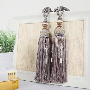 Imagem de 2 peças de cortina tieback bola pendurada gancho de cortina bandagem de amarração borla fivela tieback decoração de casa, café leve, preço de 2 peças