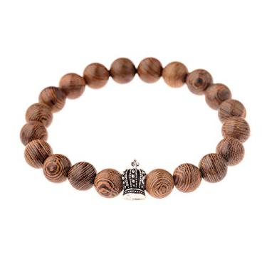 Imagem de Pulseira de ioga de contas de madeira natural de 10 mm masculina elástica budista oração pulseira de buda joia - estilo 19, Cristal