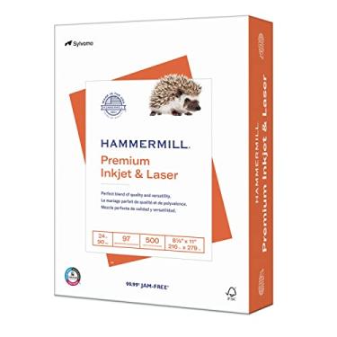 Imagem de Hammermill Papel para impressora, jato de tinta premium e papel a laser 11 kg, 8,5 x 11-1 resma (500 folhas) - 97 brilhante, feito nos EUA, 166140R