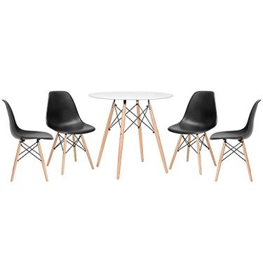Imagem de Loft7, Mesa redonda Eames 80 cm branco + 4 cadeiras Eiffel Dsw